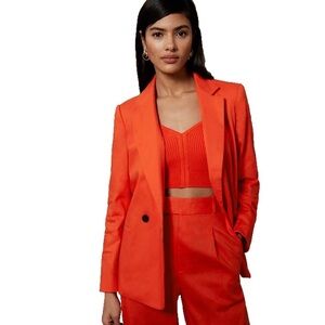 Banana Republic Linen Blend Boyfriend Blazer in Electric Coral 🟠 Size 12